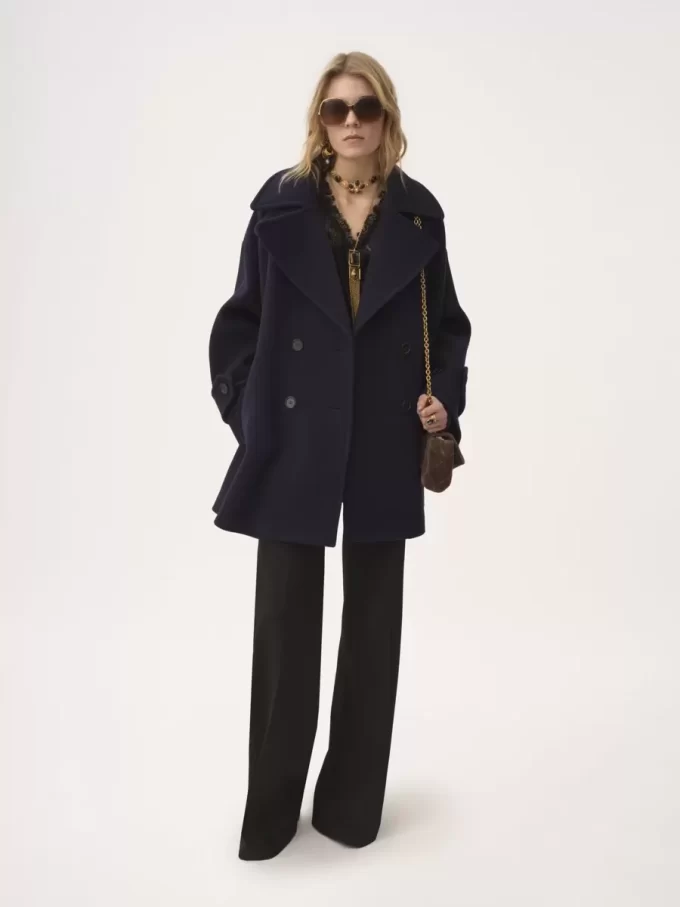 Manteau croisé oversize en laine
