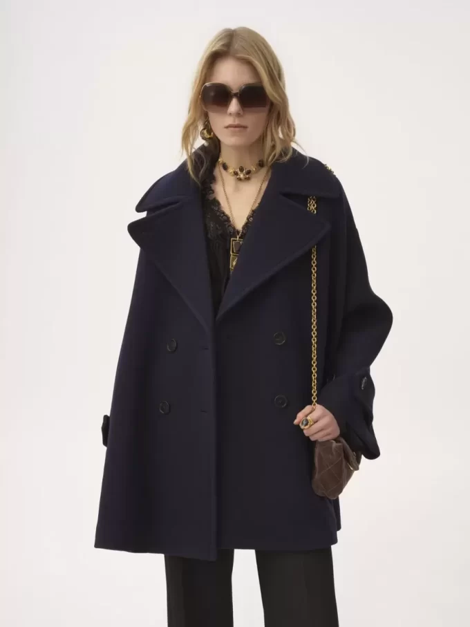 Manteau croisé oversize en laine