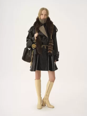 Manteau d&rsquo;équitation court à double boutonnage en lin enduit