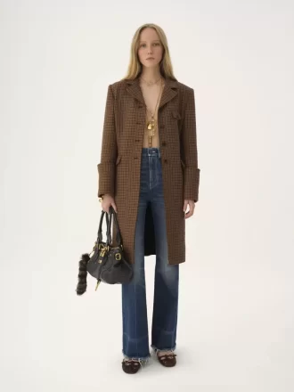Manteau d&rsquo;équitation en laine pied-de-poule