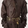 Manteau d’équitation long à double boutonnage en lin enduit Manteau d’équitation long à double boutonnage en lin enduit