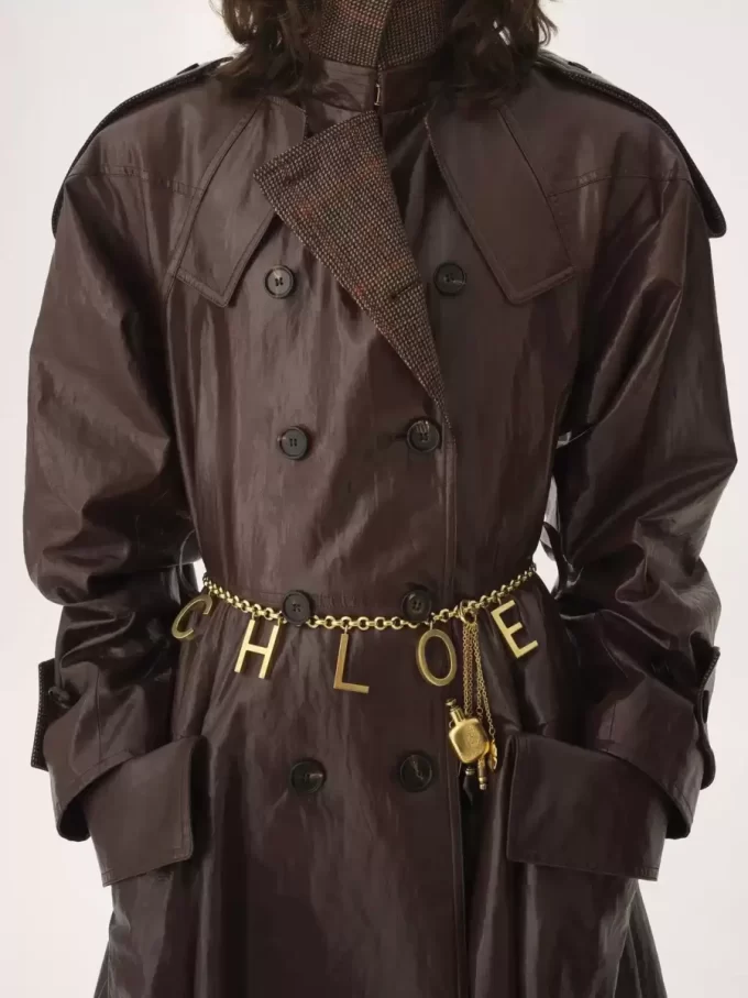 Manteau d’équitation long à double boutonnage en lin enduit Manteau d’équitation long à double boutonnage en lin enduit
