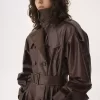 Manteau d’équitation long à double boutonnage en lin enduit Manteau d’équitation long à double boutonnage en lin enduit