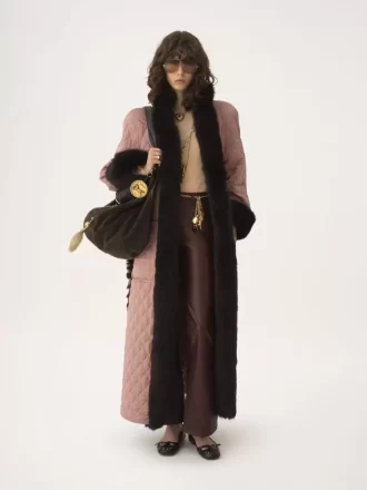 Manteau hybride long en satin technique