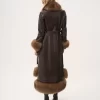 Manteau long colonne en cuir Manteau long colonne en cuir