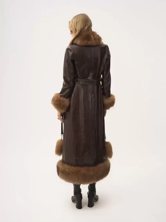 Manteau long colonne en cuir Manteau long colonne en cuir