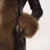 Manteau long colonne en cuir Manteau long colonne en cuir