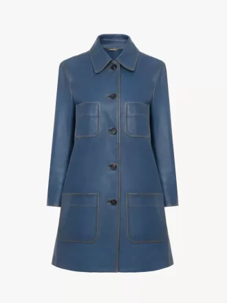 Manteau à simple boutonnage en cuir
