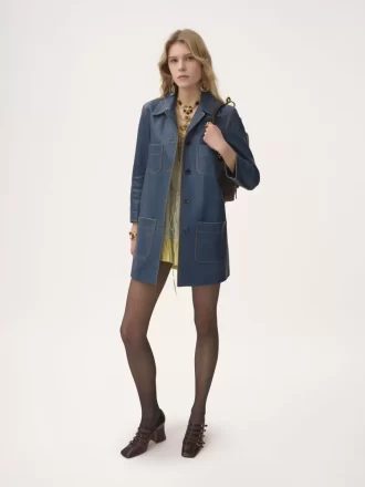 Manteau à simple boutonnage en cuir