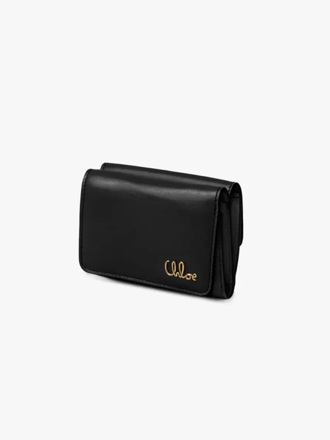 Mini Chloé Iconic à trois volets en cuir brillant