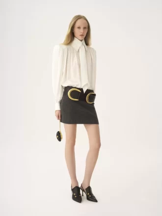 Mini-jupe ajustée en maille laine et cachemire