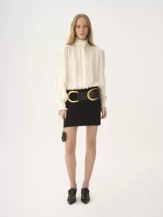 Mini-jupe ajustée en maille laine et cachemire