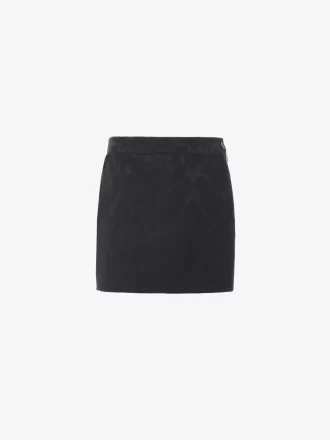 Mini-jupe droite en jacquard de laine mélangée
