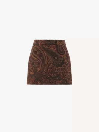 Mini-jupe droite en jacquard tapisserie