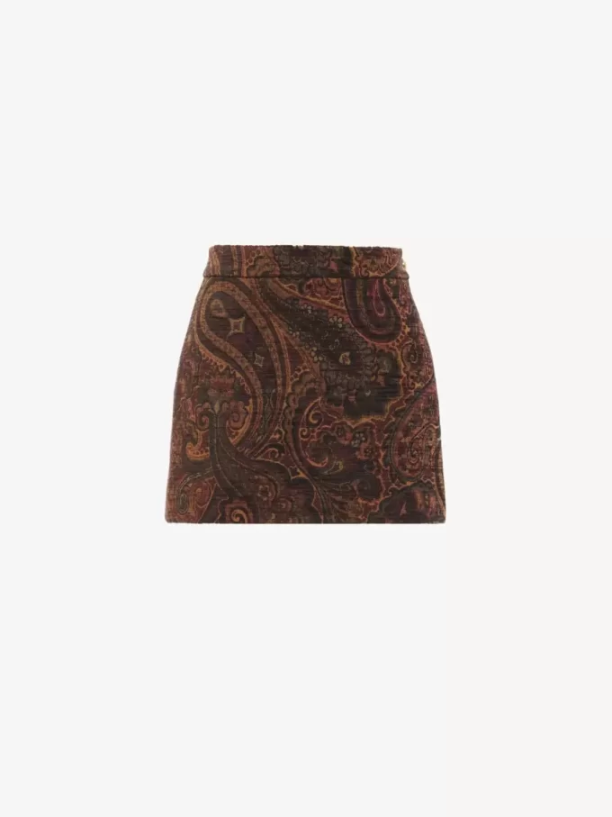 Mini-jupe droite en jacquard tapisserie Mini-jupe droite en jacquard tapisserie