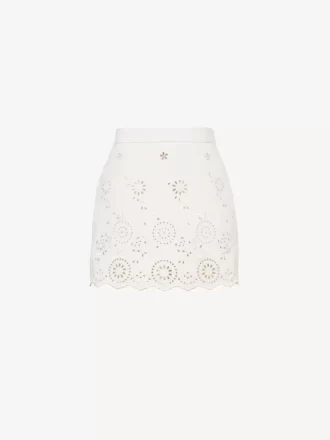 Mini-jupe festonnée en mélange de coton Mini-jupe festonnée en mélange de coton