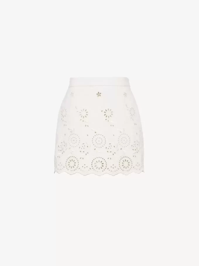 Mini-jupe festonnée en mélange de coton Mini-jupe festonnée en mélange de coton