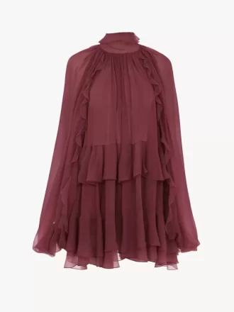 Mini robe cape en mousseline de soie