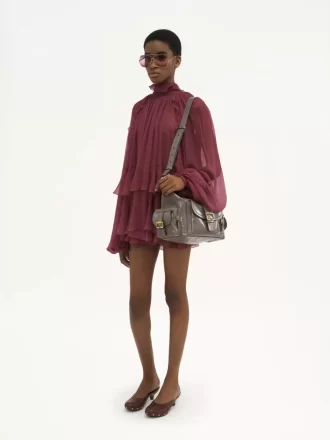 Mini robe cape en mousseline de soie