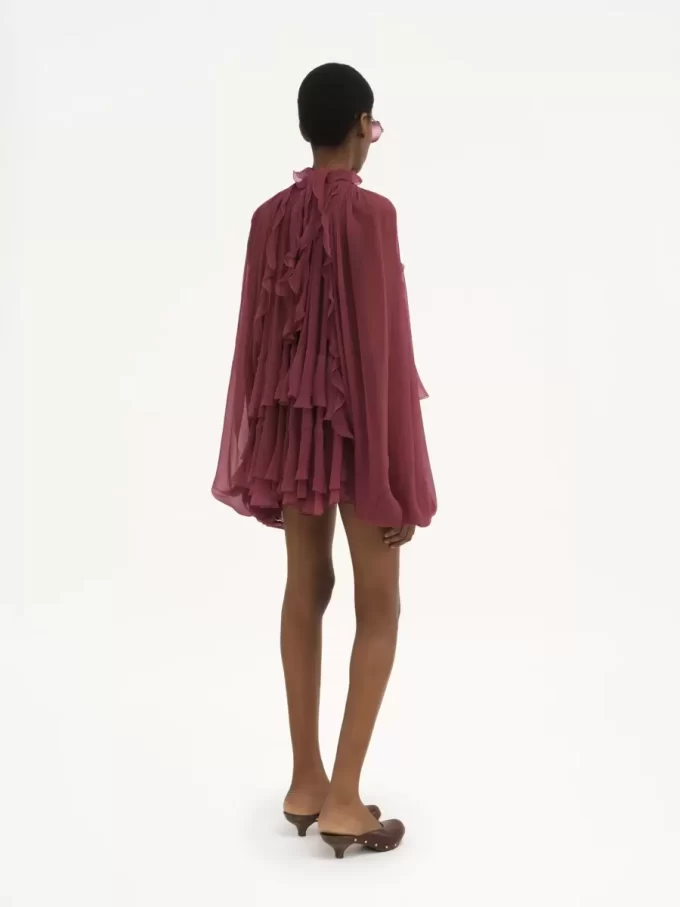Mini robe cape en mousseline de soie Mini robe cape en mousseline de soie