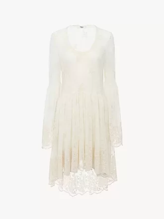 Mini-robe à encolure dégagée en dentelle brodée
