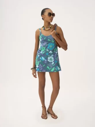 Mini-robe à fines bretelles en jersey de coton