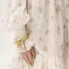 Mini-robe froncée à manches longues en voile de coton