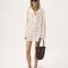 Mini-robe à manches longues en voile de coton Mini-robe à manches longues en voile de coton