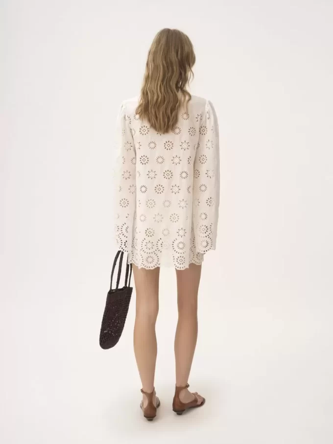 Mini-robe à manches longues en voile de coton Mini-robe à manches longues en voile de coton