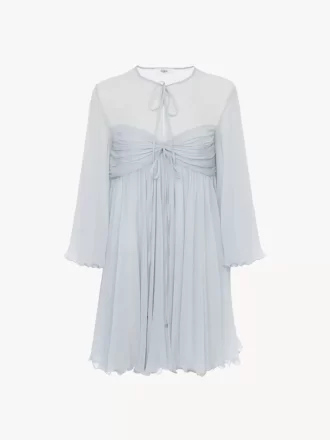 Mini robe plissée en mousseline de soie