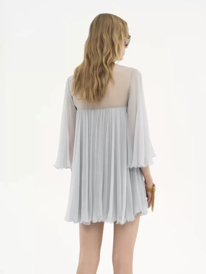 Mini robe plissée en mousseline de soie Mini robe plissée en mousseline de soie