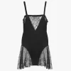 Mini robe sans manches en charmeuse de soie et dentelle