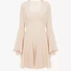 Mini-robe évasée en georgette de soie