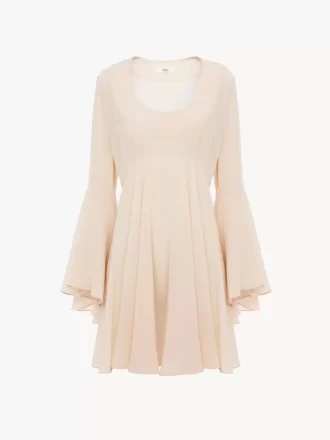 Mini-robe évasée en georgette de soie