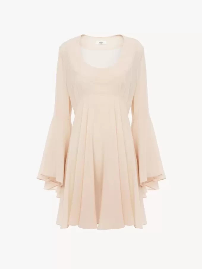 Mini-robe évasée en georgette de soie