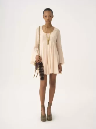 Mini-robe évasée en georgette de soie