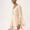 Mini-robe évasée en georgette de soie