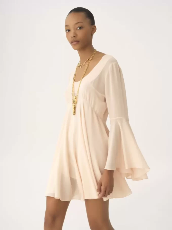 Mini-robe évasée en georgette de soie