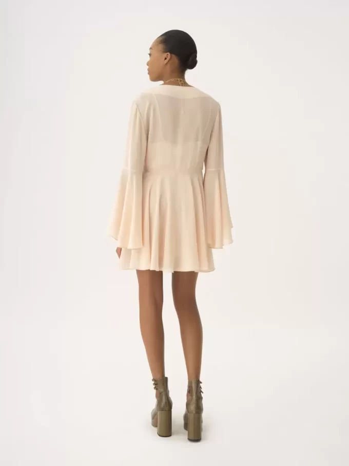 Mini-robe évasée en georgette de soie