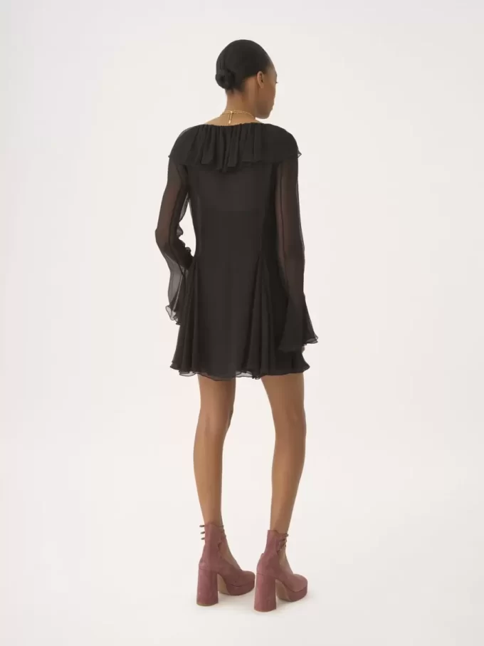 Mini robe évasée en mousseline de soie Mini robe évasée en mousseline de soie