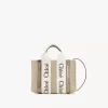 Mini sac cabas Woody en lin et cuir