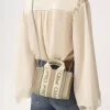 Mini sac cabas Woody en lin et cuir Mini sac cabas Woody en lin et cuir