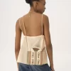 Mini sac cabas Woody en lin et cuir Mini sac cabas Woody en lin et cuir