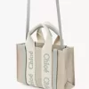 Mini sac cabas Woody en lin et cuir Mini sac cabas Woody en lin et cuir