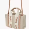 Mini sac cabas Woody en lin et cuir Mini sac cabas Woody en lin et cuir