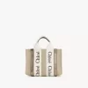 Mini sac cabas Woody en lin et cuir