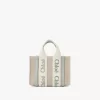 Mini sac cabas Woody en lin et cuir Mini sac cabas Woody en lin et cuir