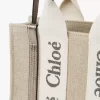 Mini sac cabas Woody en lin et cuir