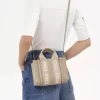 Mini sac cabas Woody en lin et cuir Mini sac cabas Woody en lin et cuir