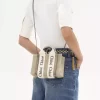 Mini sac cabas Woody en lin et cuir